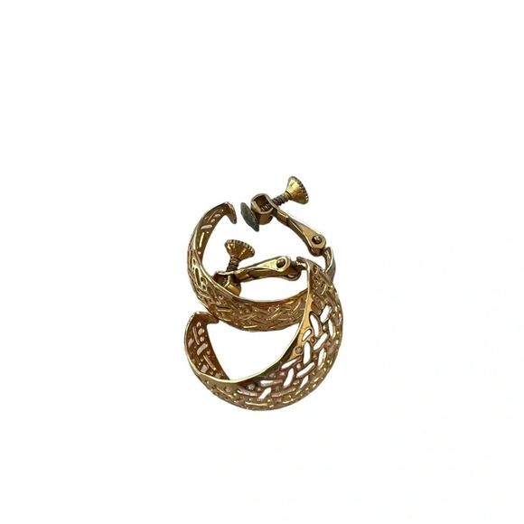 Vintage 3 Pairs Gold Tone‎ Clip/Screwback Earrings - Picture 3 of 4